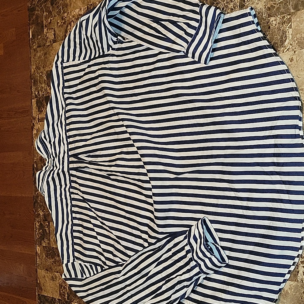 Men's Tommy Hilfiger Blue and White Casual Button Down Shirt - Picture 5 of 6